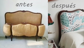 Antes y después de antigua cama estilo Luis XV