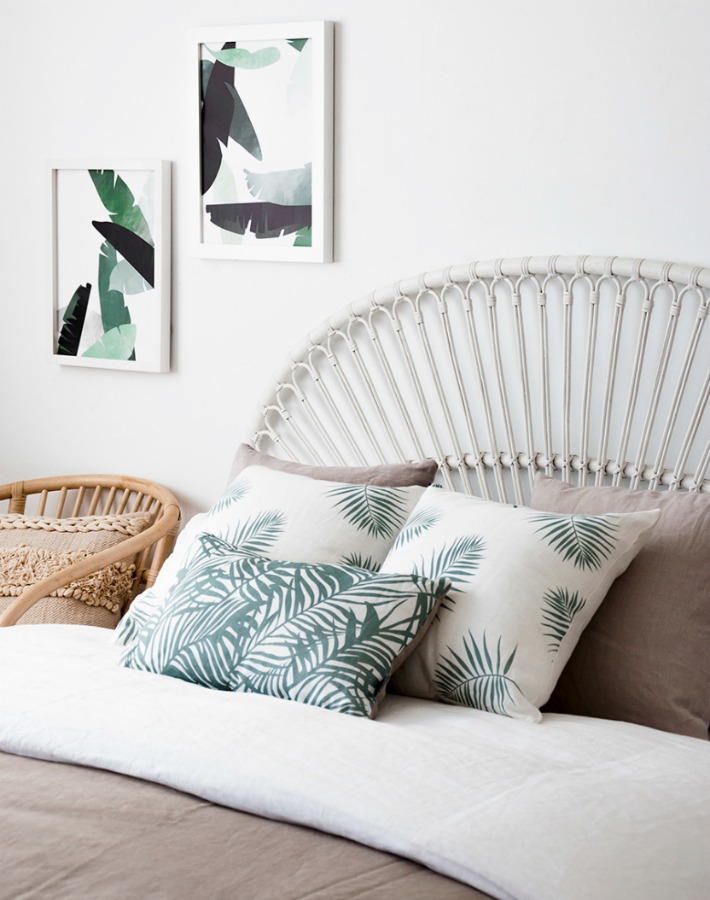 21 dormitorios con camas de mimbre, junco ,caña y ratán