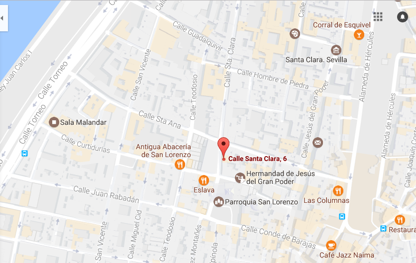 mapa para llegar el lugar del taller de chalk paint en Sevilla