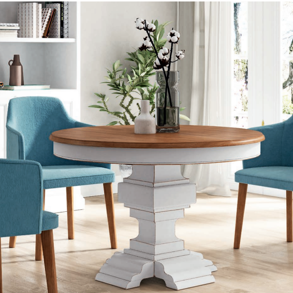 mesa de comedor redonda bicolor