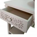 mueble de baño blanco roto cuatro cajones, balda y toallero lateral