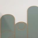 cabecero de cama ondas en gris verdoso y oro