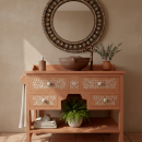 Mueble de baño estilo boho chic cuatro cajones y balda