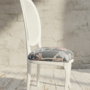 silla estilo Luis XV  en blanco y asiento tapizado