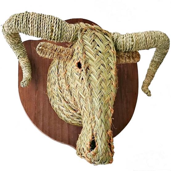 cabeza de muflon de esparto trofeo